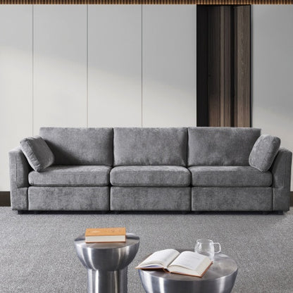 Modular Sofa Grey Chenille Fabric, Simple And Grand, The Seat And Back Is Very Soft. This Is Also A KNOCK DOWN Sofa