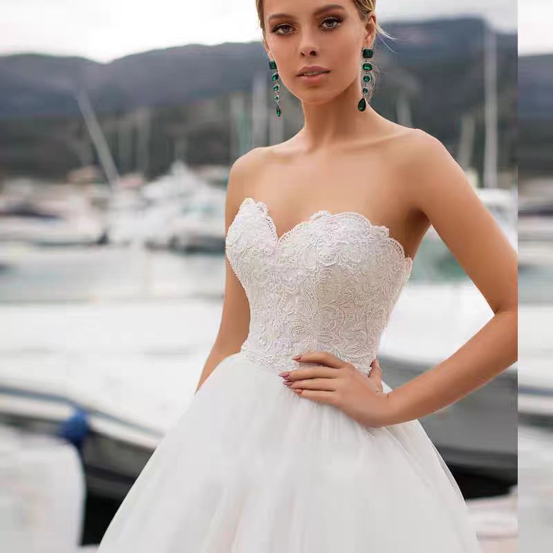 European And American Bride Tied High Waist Slim Lace Super Mori Simple Wedding Dress