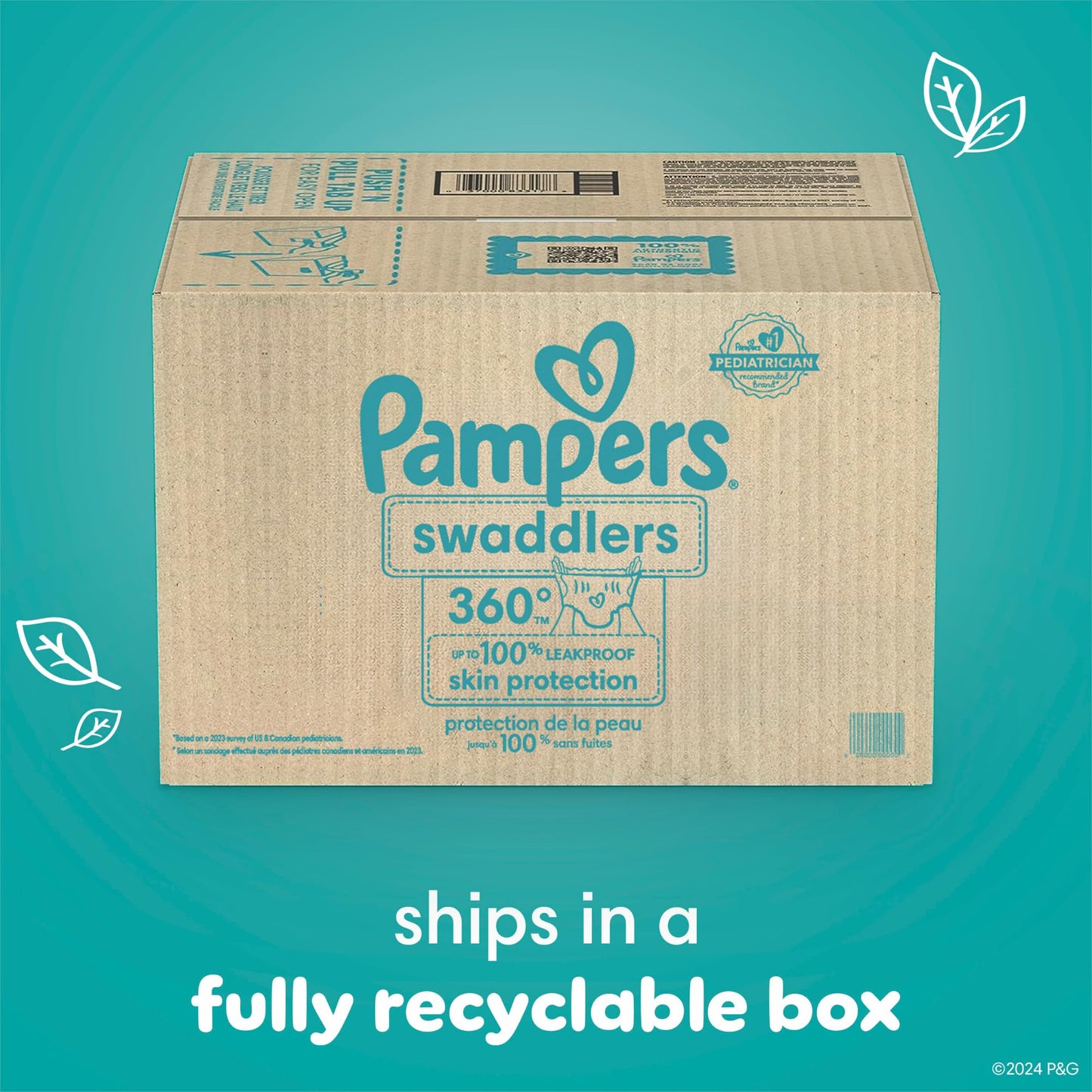 Pampers Swaddlers 360 Pull-On Diapers, Size 3, 156 Count, One Month Supply, for up to 100% Leakproof Skin Protection and Easy Changes