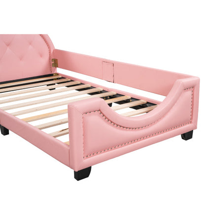 Twin Size Upholstered Daybed With Carton Ears Shaped Headboard