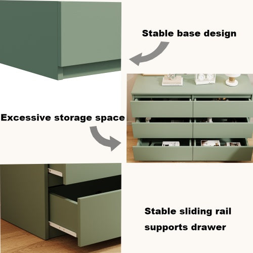 Green Large 6-drawer Cabinet Dressing Table